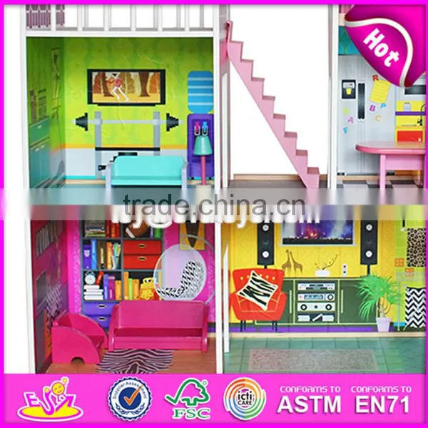 2017 Best Gift Set Luxurious Wooden Kids Doll House With Furniture W06A246 photo-3