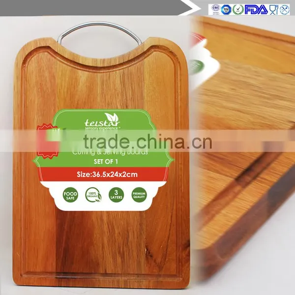Light and Small Stainless Steel Hand Acacia Wood Chopping Block, Cutting Board photo-6