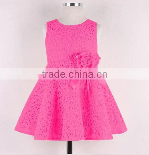2015 Summer Princess Red-pink Baby Girls Dress Child Wear Flower Kids Clothes Sleeveless Tutu Toddler Dresses for Girl 3-8 Age photo-2