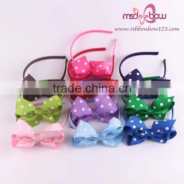 Dot Hair Bows Headbands for Baby Girls photo-5