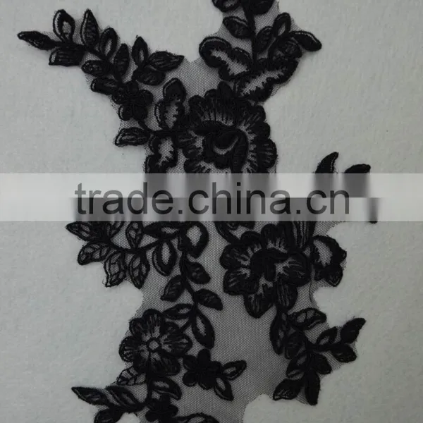 Color Corded Embroidery Bridal Lace Applique Wedding Dresses DIY Lace Applique Motif Corded & Embroidered Lace Applique photo-3
