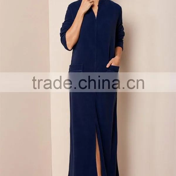 Women Plain With Pocket Cheap Fleece Pajamas photo-2