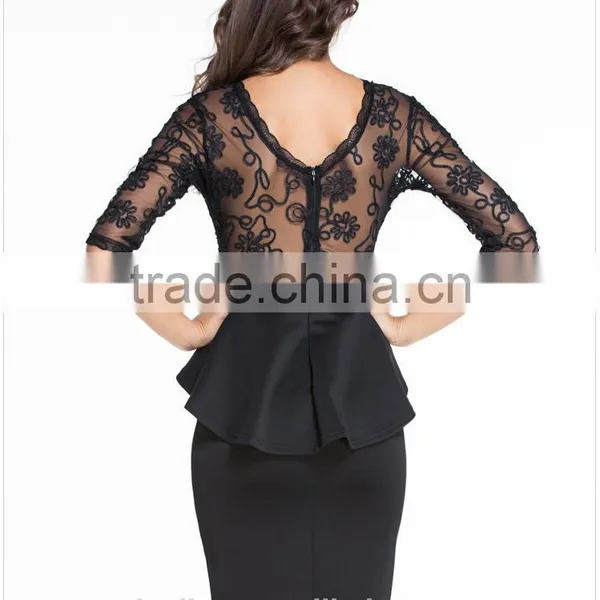 2016 OEM Customized Black One Piece Fashion Office Lady Women Dress Womens Wear photo-2