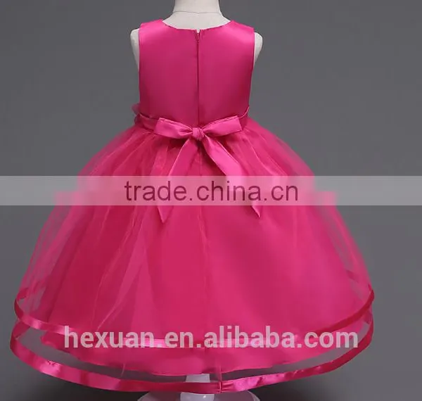 2017 New Arrival Kids Fancy Wedding Matt Satin Dress Baby Girl Evening Party Skirt photo-2
