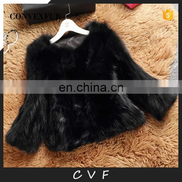 High Quality Winter Fashion Fur Overcoat Black Raccoon Fur Clothing