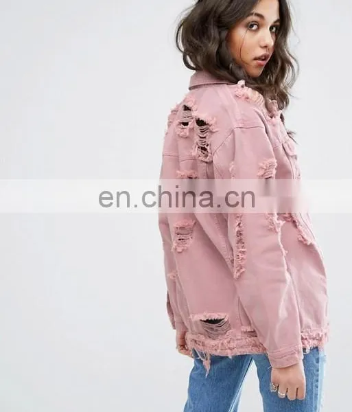 New Arrival Vintage DenimJacket Lady's Casual Hole Coat Fashion Outerwear Free Shipping photo-2