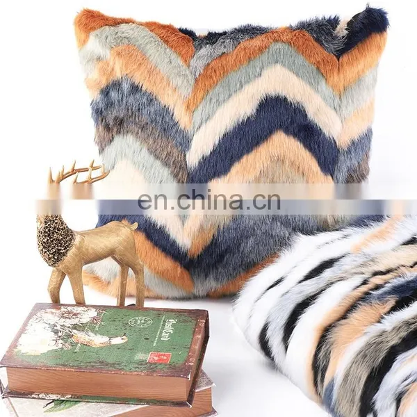Oeko-Tex Certified Fluffy Flame Retardant Square Colorful Long Hair Faux Fur Cushion Cover Pillow Case photo-6