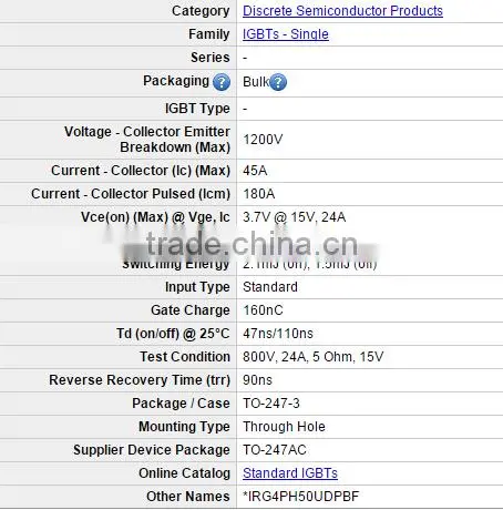 Electronic Market Dubai IRG4PH50UDPBF IGBT 1200V 45A 200W TO247AC photo-3