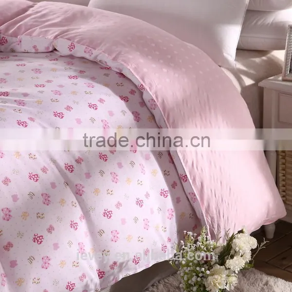 Ievey 13372 Pure Cotton Reactive Printed Light Pink Feather Printed Bedding Set photo-3