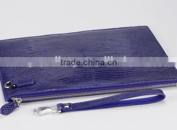 Luxury Lizard Skin and Sheep Leather Women Clutch Bag Leather Wrist Bags Wristlet Handbag for Men photo-2