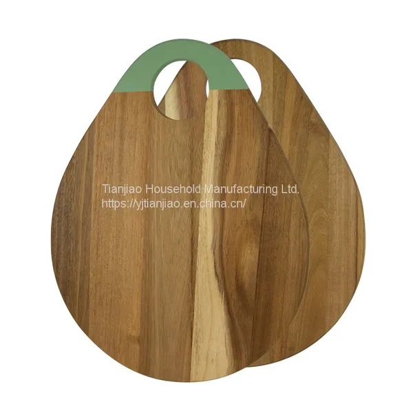 Wholesale Custom ECO-friendly Organic Vegetable Bread Food Kitchen Oval Chopping Blocks Acacia Wood Cutting Board With Holes photo-4