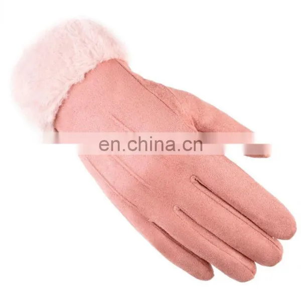 Winter Windproof Warm Fleece Lined Gloves Suede and Down Cloth Touchscreen Riding Motorcycle Gloves