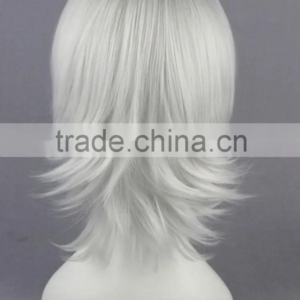 High Quality 35cm Short Curly D.Gray-Man-Allen Walker Silver White Synthetic Anime Wig Cosplay Hair Wig Party Wig photo-4