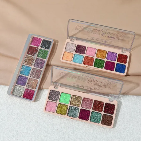 Cosmetic Palette Products 12 Color Glitter Eyeshadow Custom High Pigmented Pressed Eyeshadow Glitter La Sombra De Ojos photo-2