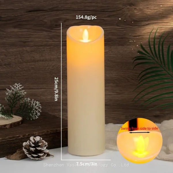 Remote Control LED Candles – Flameless, Battery Operated With Flickering Flame, Real Wax Pillars in Size Specifications Sets/Packs for Wedding Decor photo-4