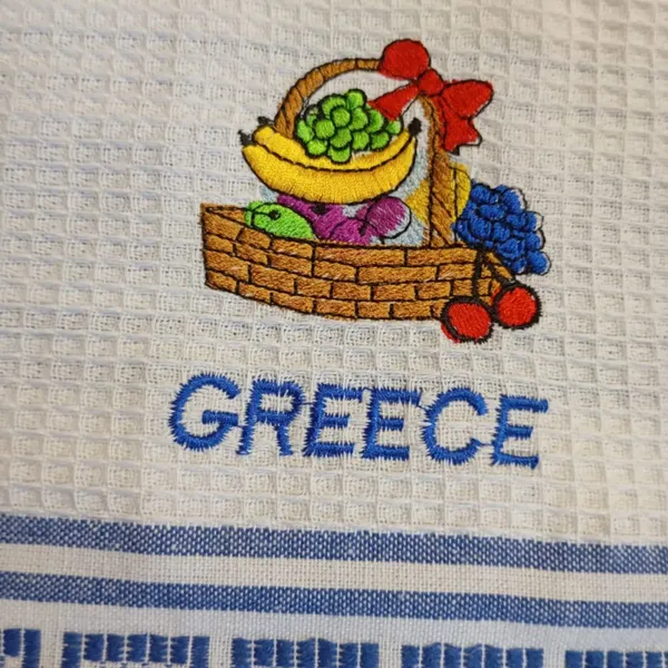 Greek Santorini Quality 60GSM Tea Towel With Embroidery Different Patterns and OEM Tag photo-4