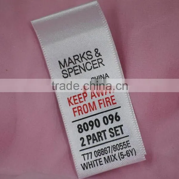 Made in china First Grade screen printed coat size label
