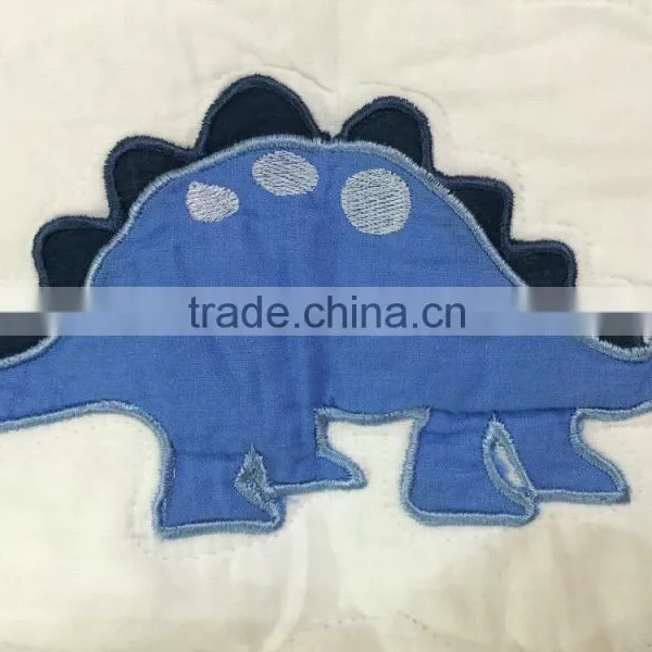 100% Cotton Quilt , Children Quilt With Adorable Dinosaur Made by Hand photo-4