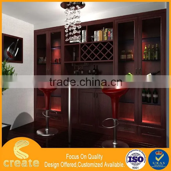 Modern Red Wooden Design Displaying Wall Showcase for Wine Stand for Home & Bar photo-3