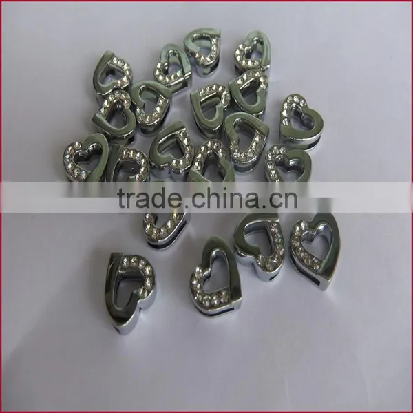 Special Price 10mm Half Rhinestone Heart Slide Charms for Pet Collar photo-2