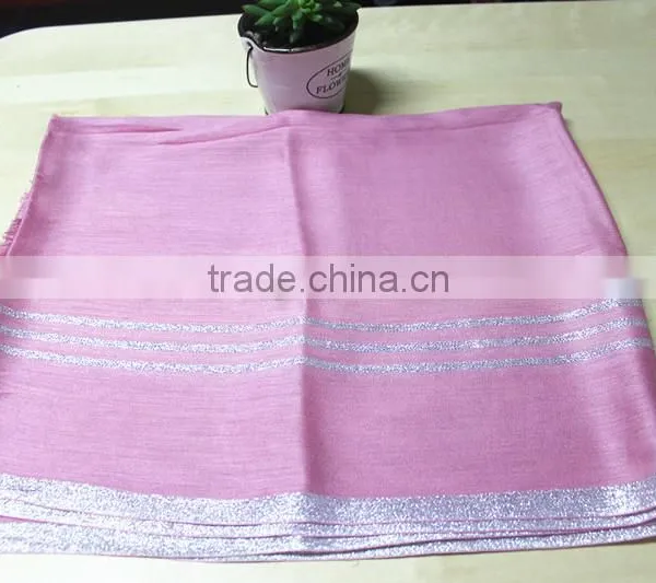 Fashionable Polyester Cotton Gold Thread Square Scarf Infinity Scarf