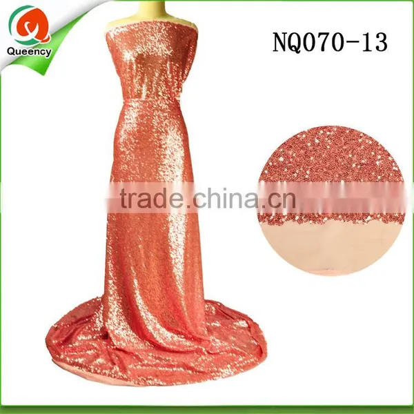 High Quality Spangle Fabric Red Sequin Fabric for Party Dress NQ070-12 photo-3