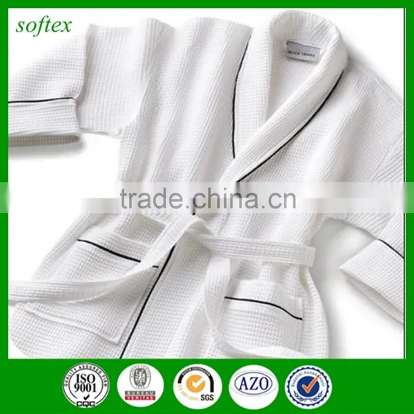 Waffle Wave White Bathrobe 100% Cotton Man photo-2