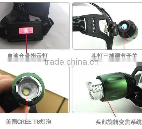High Power Rechargeable Aluminum Led Zoom Function Headlamp Headlight photo-5