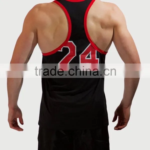 100% Polyester Y-back Mens Gym Singlet With Custom Printing photo-2
