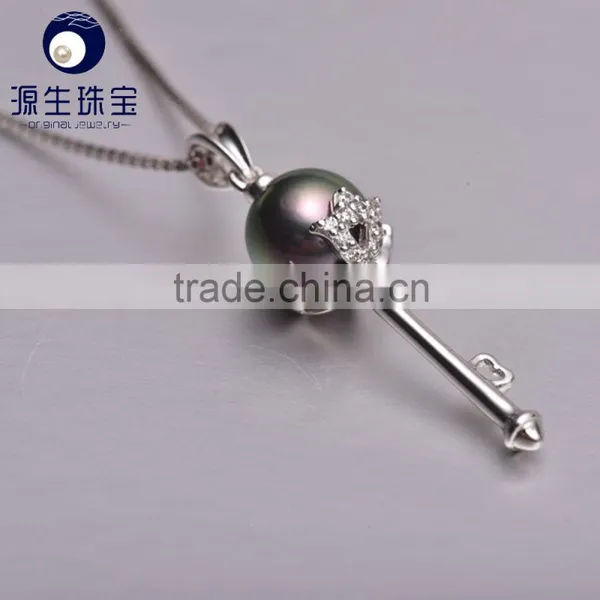 Wedding Jewelry 8--9mm Best Gift Black Tahitian Pearl Pendant photo-3