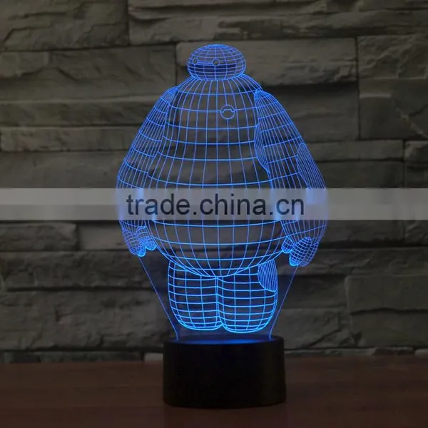 Wholesale Baymax LED 3D Illusion Night Light Lamp, Acrylic Decorative With 7 Colors Multicor Changing photo-4