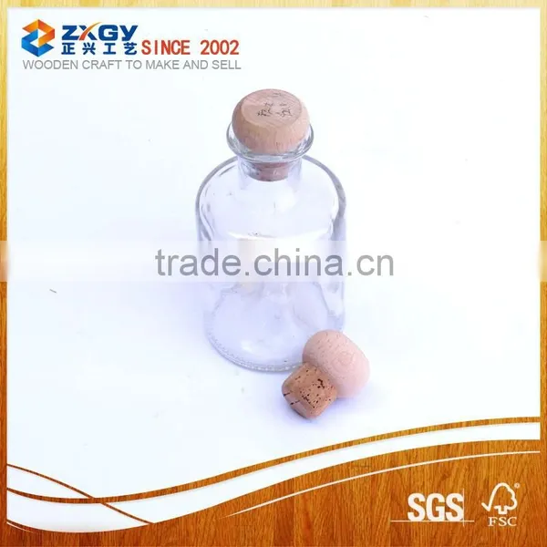 2015 Customized Clear Glass Bottles Vials Wooden Cap Lid