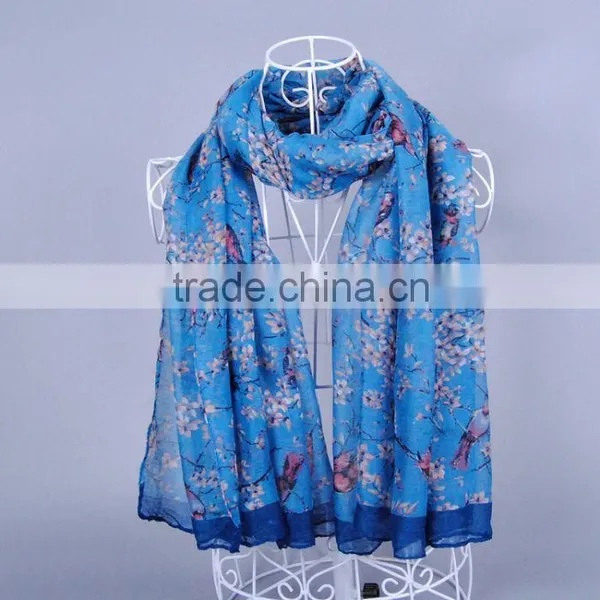 Fashion Bird Tree Women Scarf Voile Scarves 180*90 Pashmina photo-4