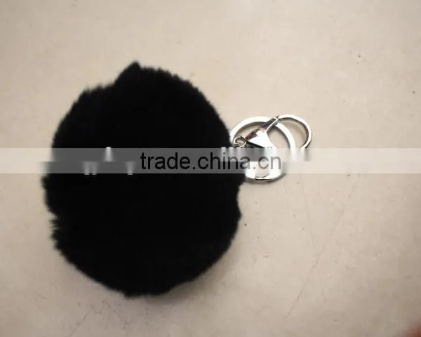 Rex Rabbit Fur Pompons/fluffy Rex Rabbit Fur Colorful 6cm Key Chain photo-4