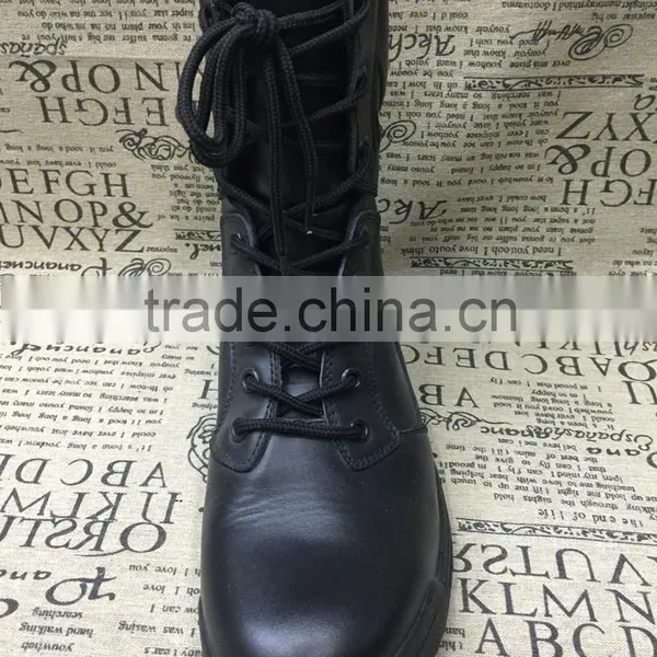 Black Genuine Leather Army Military Police Tactical Boots With Zipper photo-3