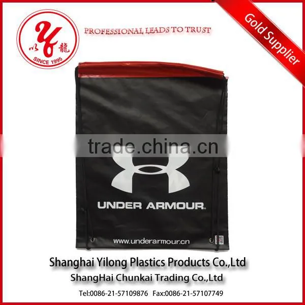 Custom Printed Fashionable Plastic Drawstring Gym Bag Manufacturer photo-2