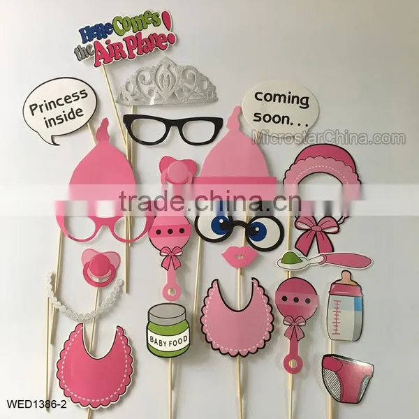 Baby Shower Girl Birthday Party Children's Day Christmas Pink Color Photo Booth Props photo-3