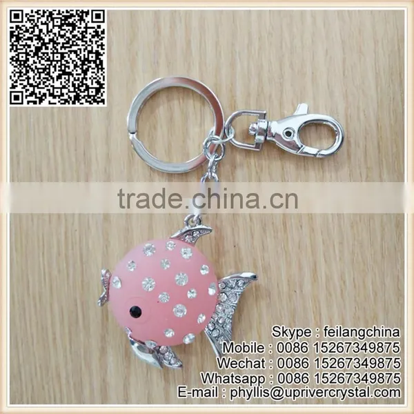 New Arrival Costumized Metal Fashion Colorful Crystal Fish Keychain photo-4