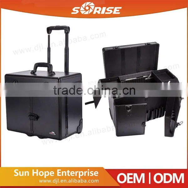Professional Aluminum Makeup Case 4 Stackable/Removable Trays With Adjustable Dividers