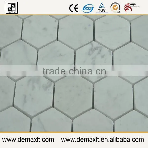 2" Hexgon Italian Calacatta Gold Marble Mosaic for Prefab Homes photo-3