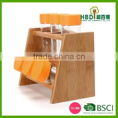 New Design Wooden Glass Spice Jar Rack Set for Promotional photo-3