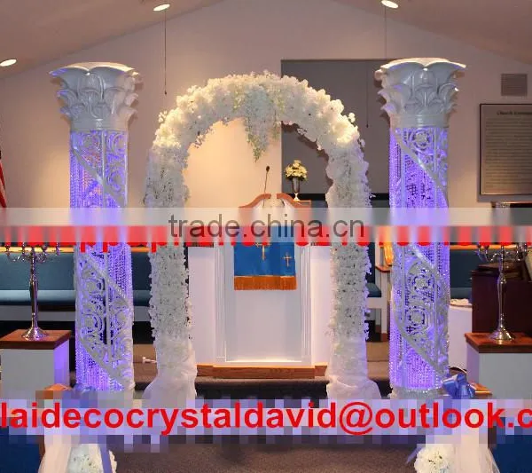 White Acrylic Crystal Bead Mandaps With LED Draping Wedding Stage Designs photo-2