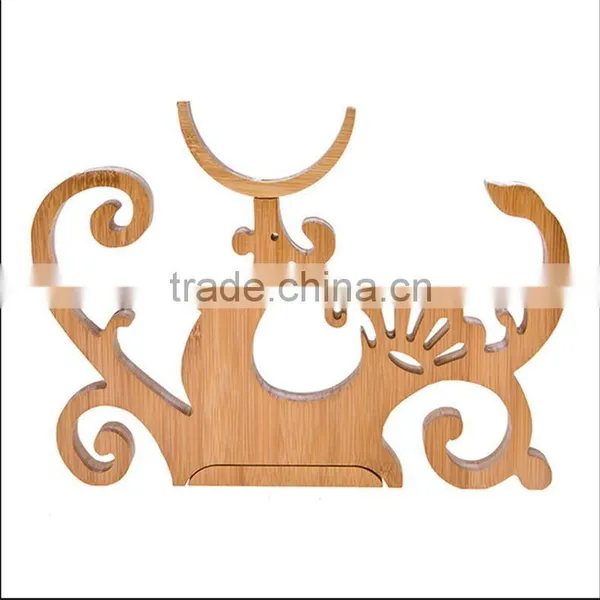 WR020/100% Bamboo Material Hot Sale Elk Shaped Folding Bamboo Wine Rack photo-2