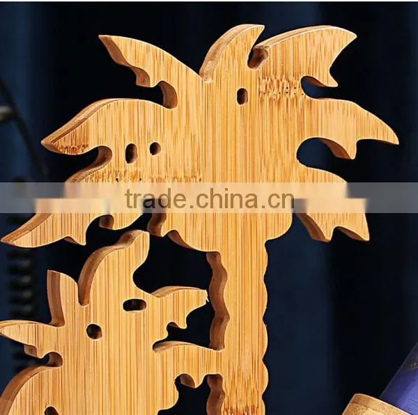 WR014/100% Bamboo Material Chinese Style Hot Sale Coco Shaped Folding Bamboo Wine Rack photo-4