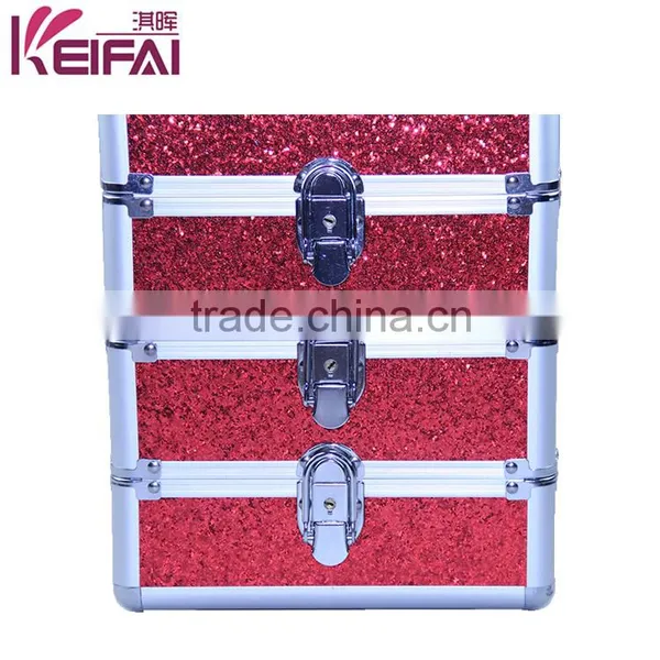 Personalized Most Popular Products Red Sequin PU Antique Professional Cosmetic Case photo-4