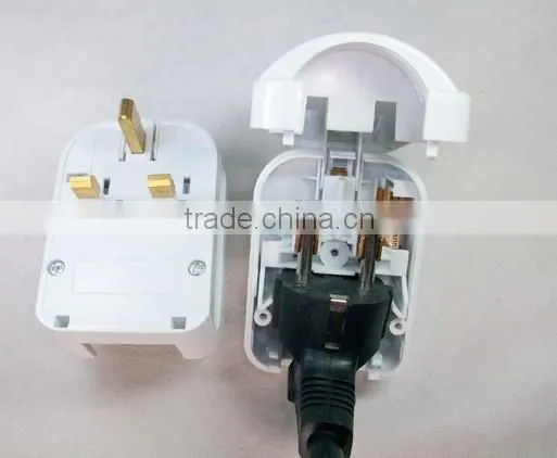 European Germany Schuko Plugs to UK (Britain) Plug Adapter With Fuse CE photo-2