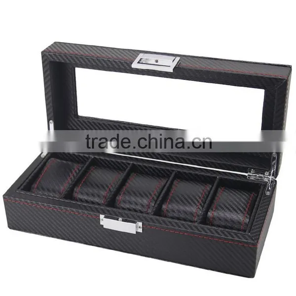 Chinese Factories Wholesale Custom Carbon Fiber 5 Watches Boxes, Fashion Beautiful Gift Box photo-2