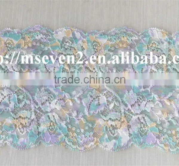 Beautiful Colorful African Lace Trimming Elastic Tulle Fabric 100% Nylon Lace photo-2