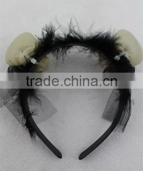 Halloween Skull Hairband Scary Skull Headband With Feather photo-4