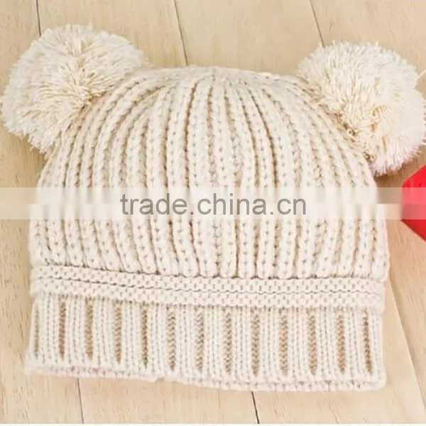 New Korean New Fashion Baby Girls Boys Kids Children Dual Ball Knit Sweater Cap photo-6